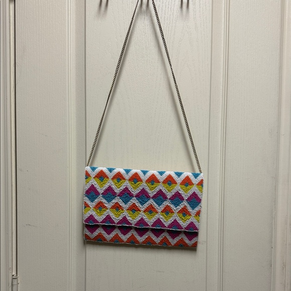 Multicolor Chevron Pattern Clutch - Picture 1 of 3